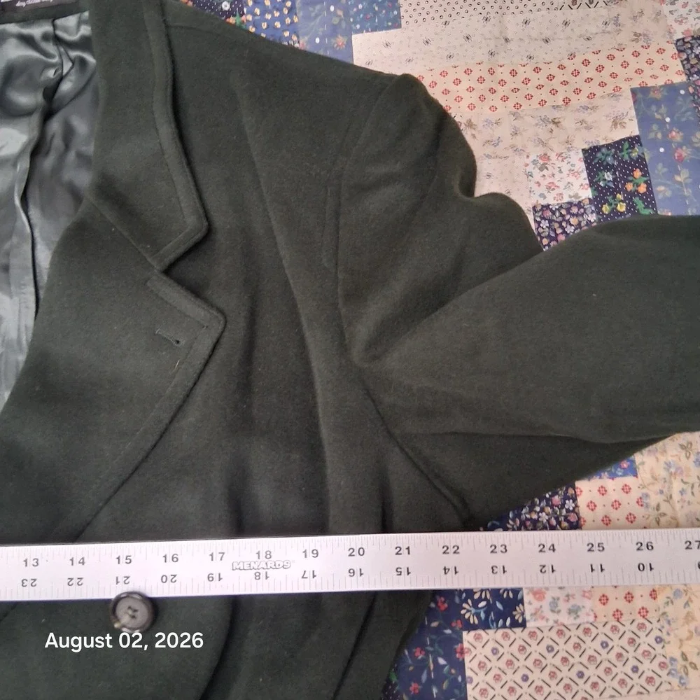Bachrach Mens 44R Forest Green Wool Cashmere Belted Double Breasted Overcoat NWT